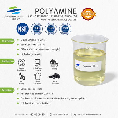 Cationic Polyamine Water Purifying Chemicals For Waste Water Treatment And Decoloration In Textile Industry